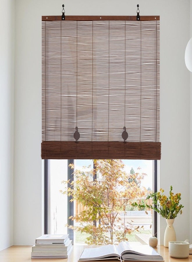 ALIMOO Cordless Bamboo Blinds for Interior Windows, Light Filtering Cordless Roll Up Windows Shade for Indoor Outdoor Home Patio Porch, 24" W x 72" H - Image 1